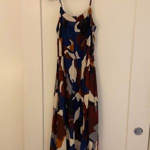 Loft Painterly Casual Midi Dress, Size 8